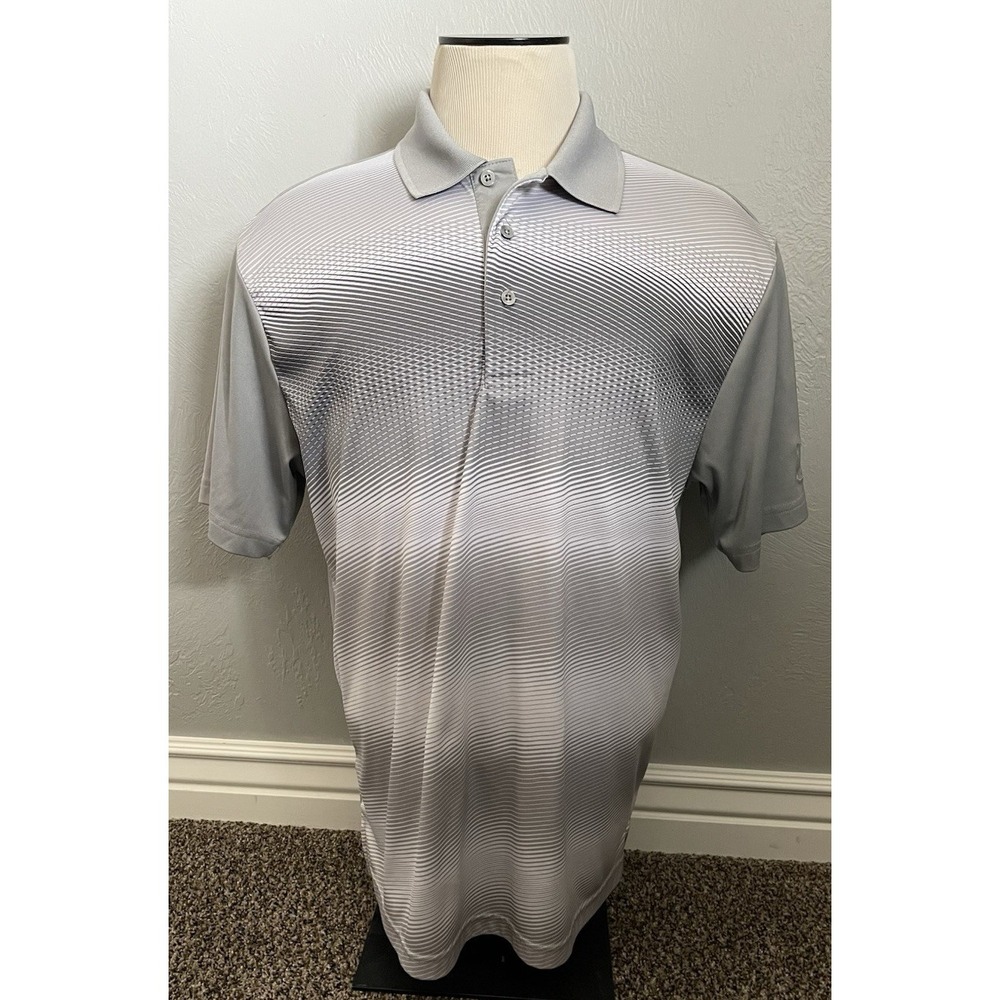PGA Pro Series Tour Golf Shirt Mens XL Gray White Polo Short Sleeve Athletic Fit